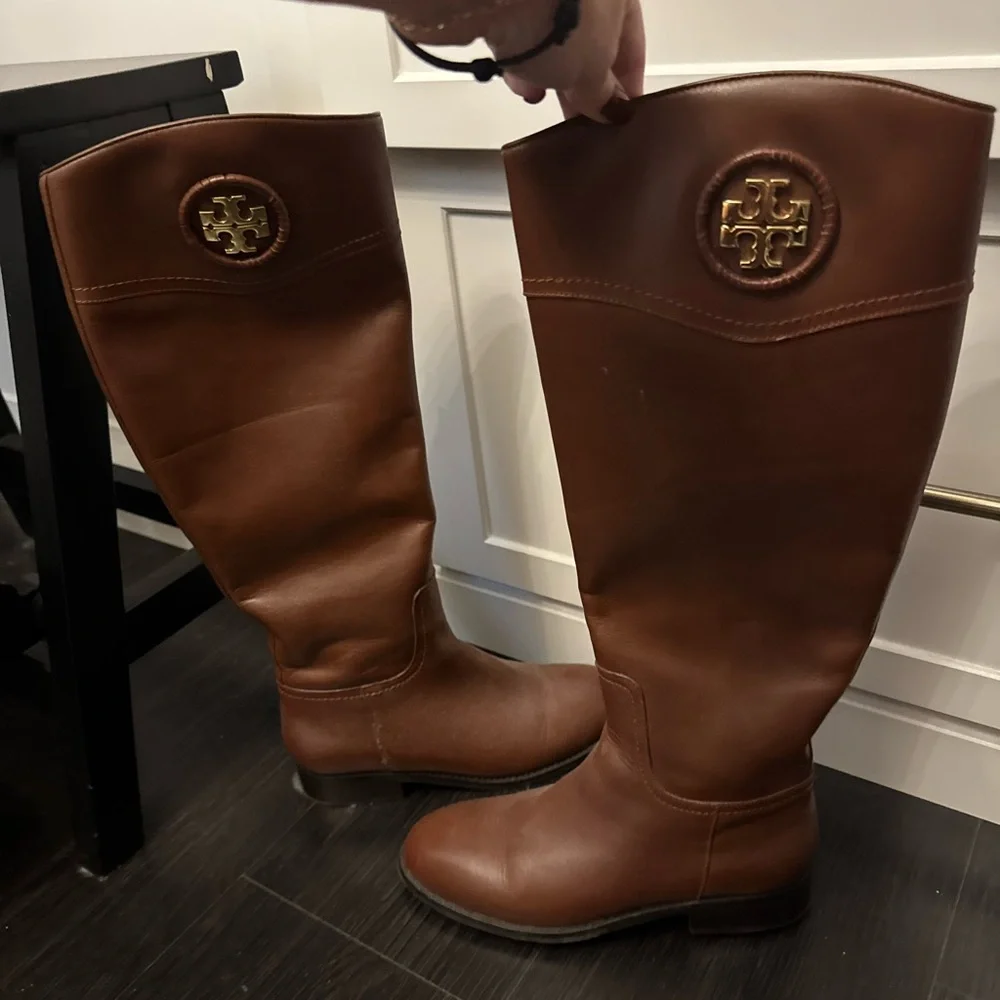 Brown Knee-High Leather Boots Tory Burch - Picture 1 of 4